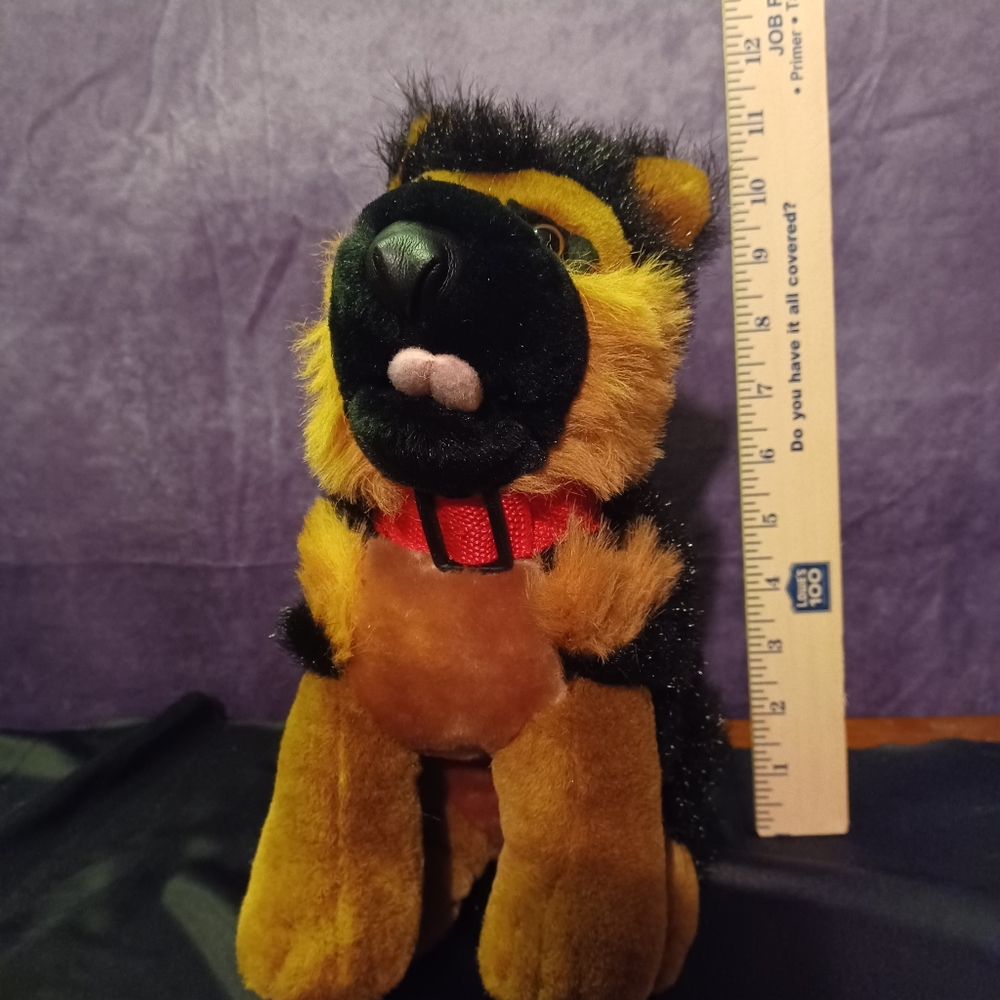 GOLD Stuff Plush Dog with Red Collar